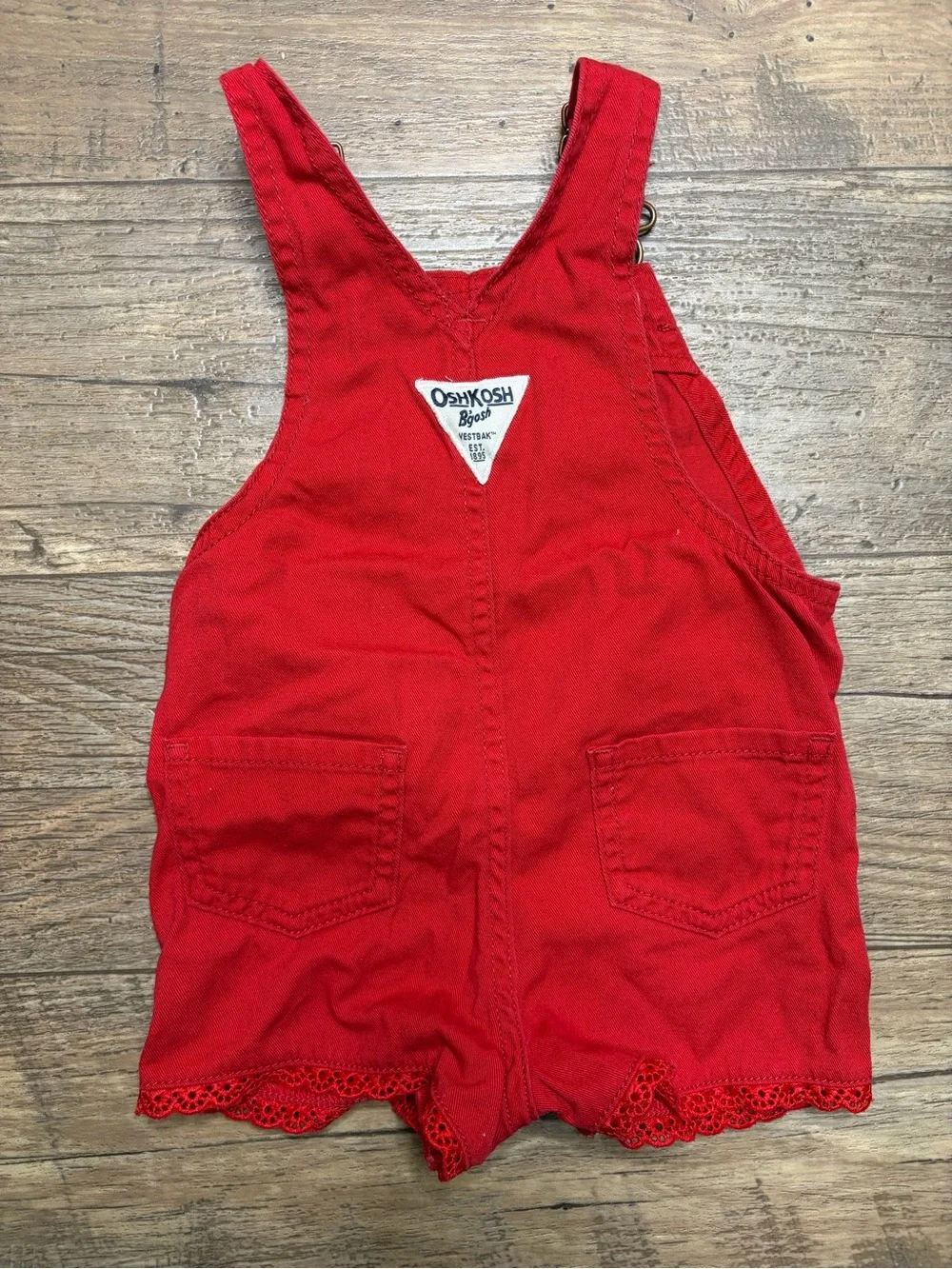 Oshkosh Bright Red Toddler Girls' Short Overalls